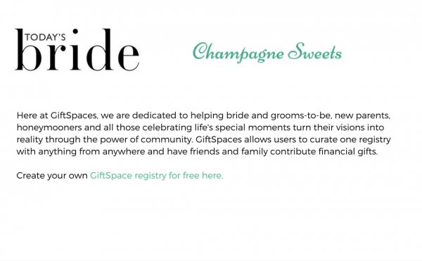 Todays Bride Champagne Sweets Gift Registry